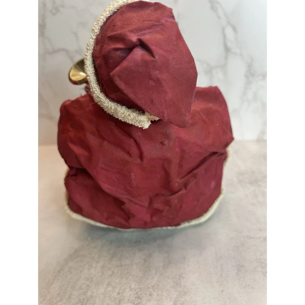 VTG Paper and Fabric Mache Santa Claus Sitting with Bag of Gifts Christmas Decor
